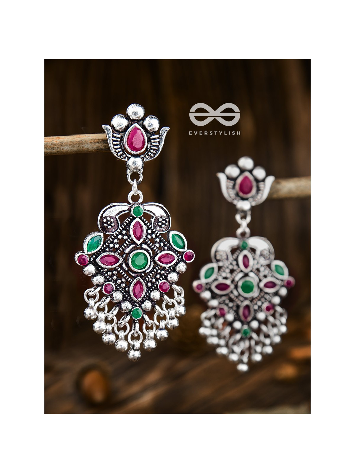 The Geometric Statement Makers (Emerald-Ruby) - Embellished Oxidised Collection