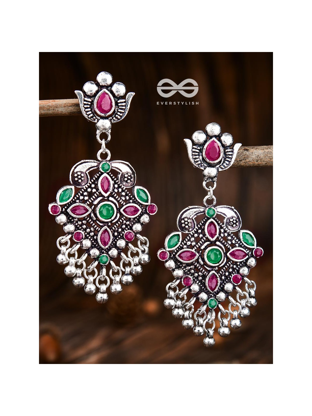 The Geometric Statement Makers (Emerald-Ruby) - Embellished Oxidised Collection