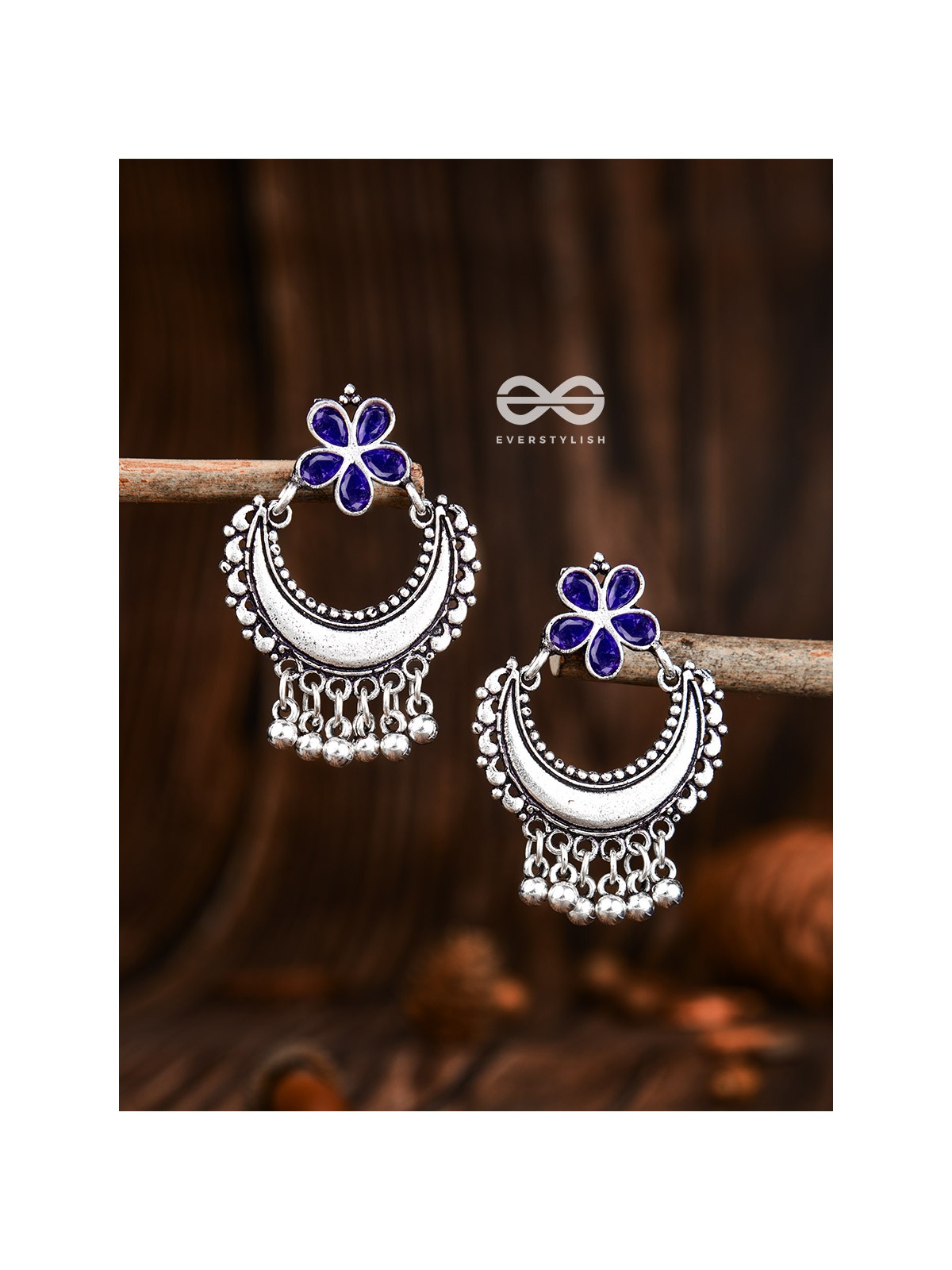 The Floral Moon - Sapphire Blue - The Embellished Oxidised Collection
