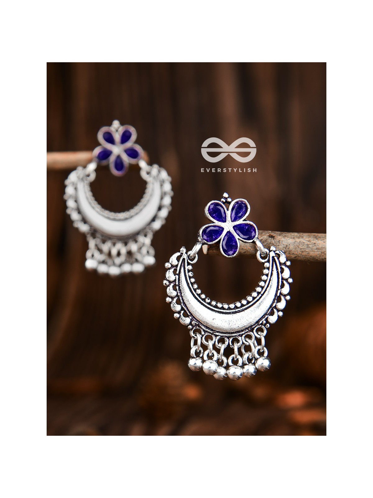 The Floral Moon - Sapphire Blue - The Embellished Oxidised Collection