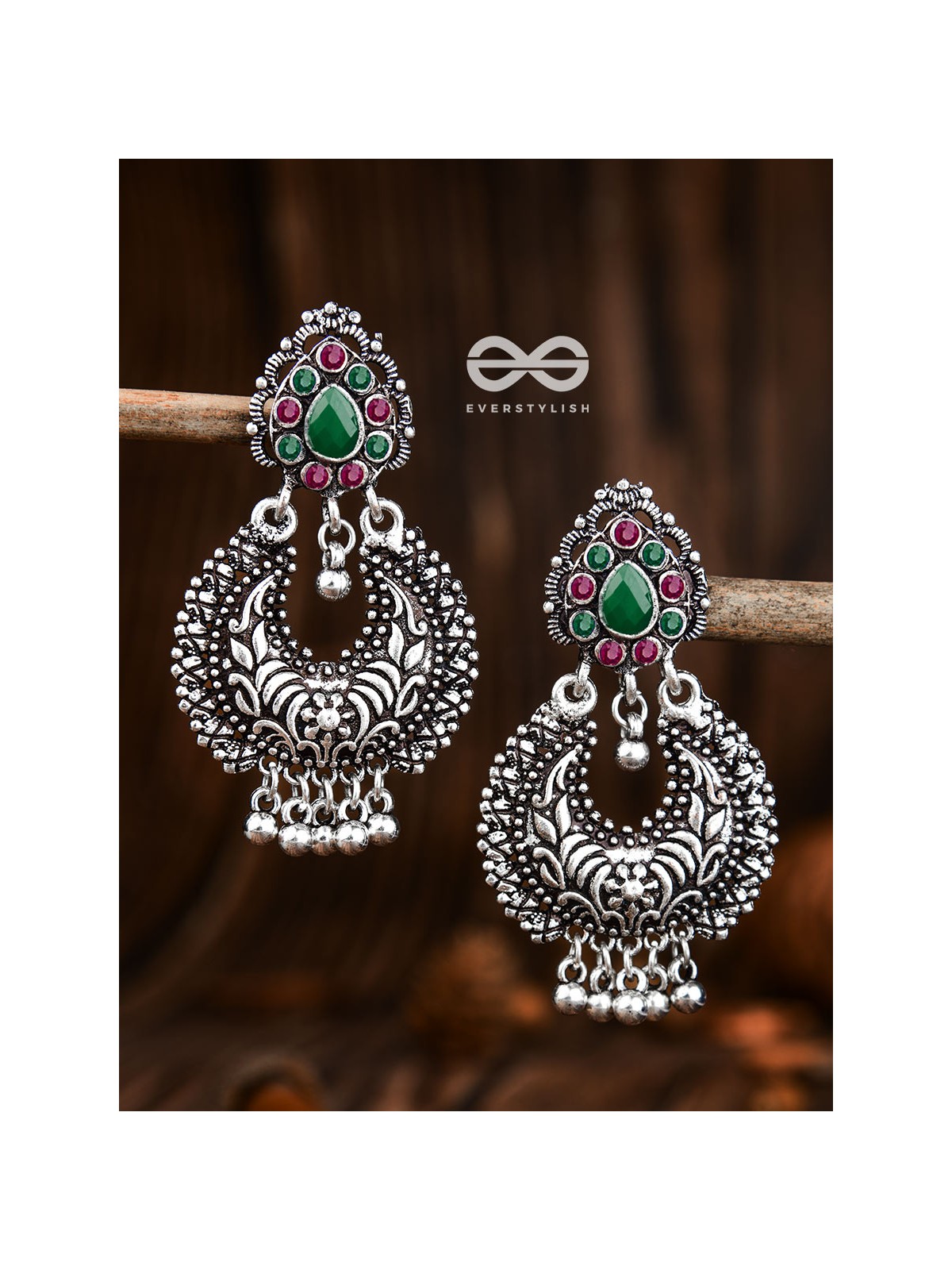The Droplet Motifs - Ruby Emerald - The Embellished Oxidised Collection