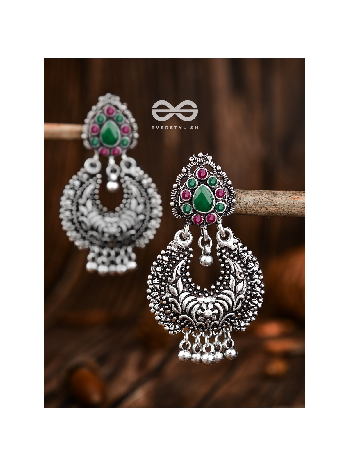 The Droplet Motifs - Ruby Emerald - The Embellished Oxidised Collection