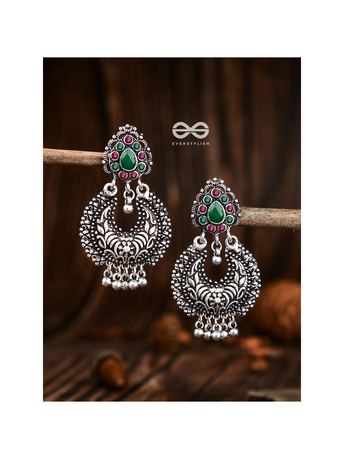 The Droplet Motifs - Ruby Emerald - The Embellished Oxidised Collection