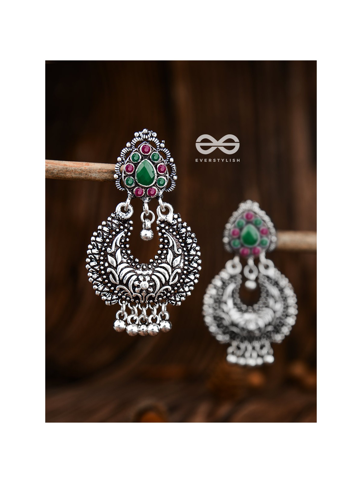 The Droplet Motifs - Ruby Emerald - The Embellished Oxidised Collection