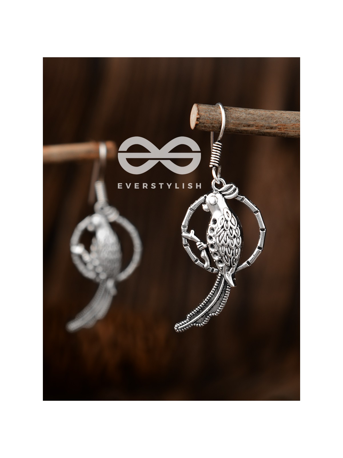 The Bird on a Twig Danglers - Tiny Trinket Earrings