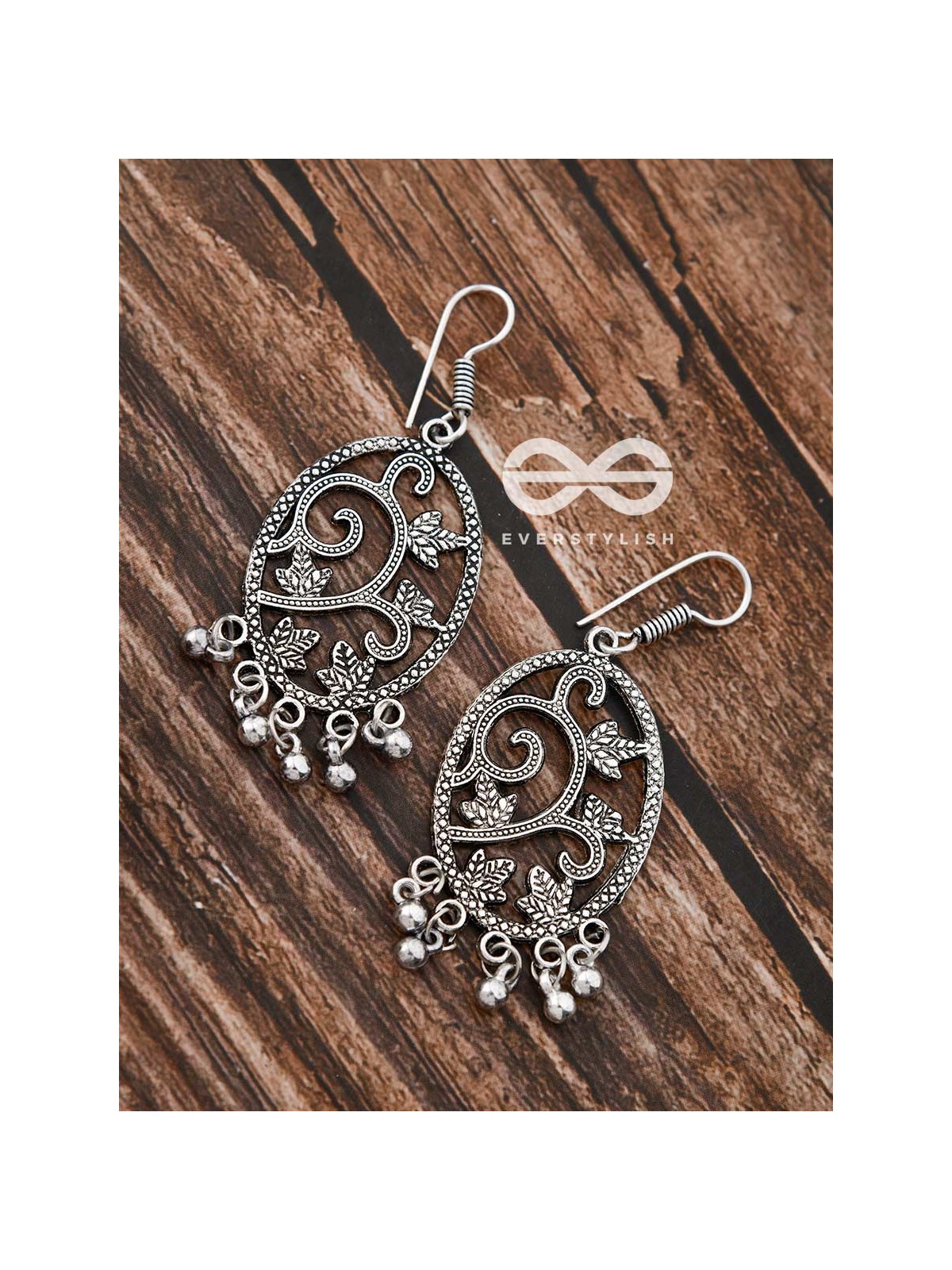 The Vintage Leaf Artwork - Oxidised Boho Earrings