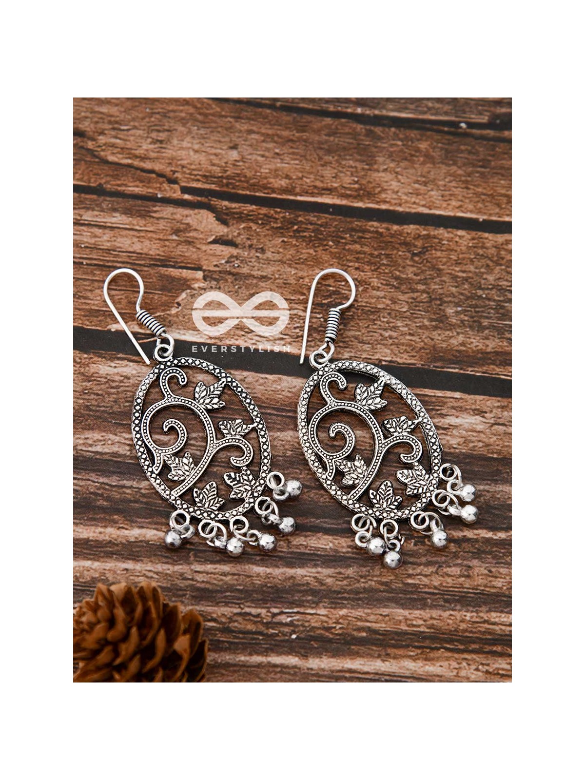The Vintage Leaf Artwork - Oxidised Boho Earrings