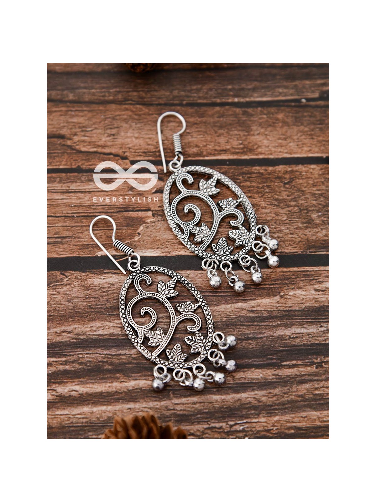 The Vintage Leaf Artwork - Oxidised Boho Earrings
