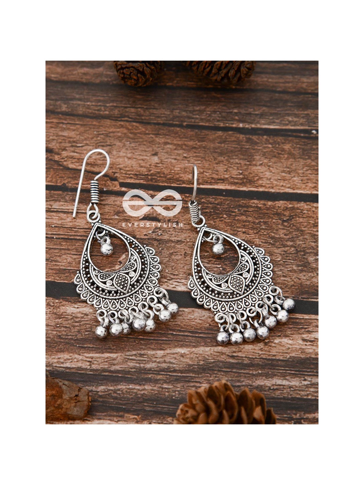 The Intricate Drop Motifs - Oxidised Boho Earrings
