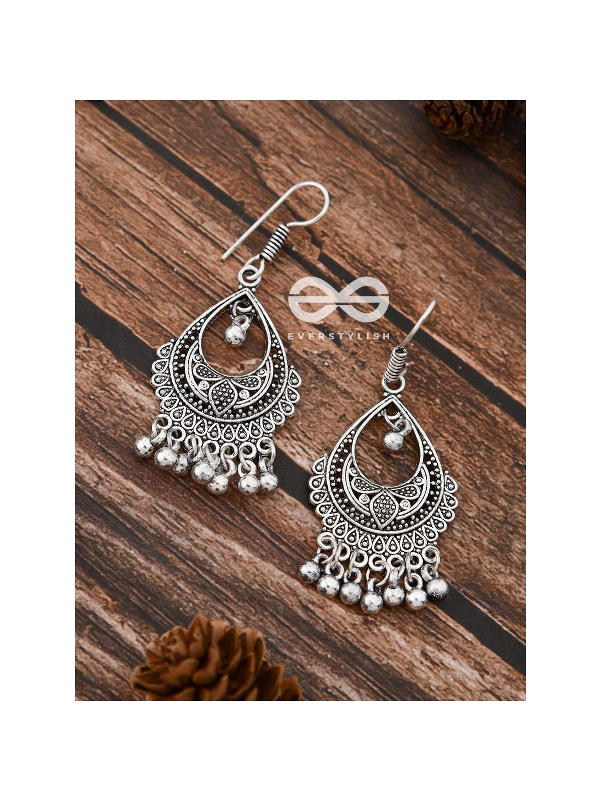The Intricate Drop Motifs - Oxidised Boho Earrings