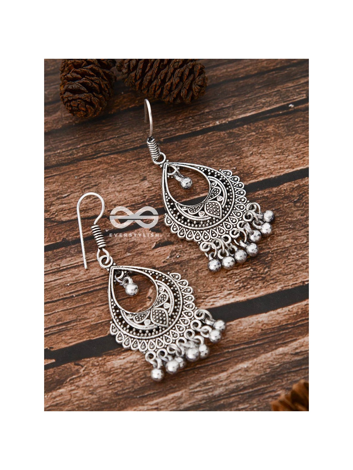 The Intricate Drop Motifs - Oxidised Boho Earrings