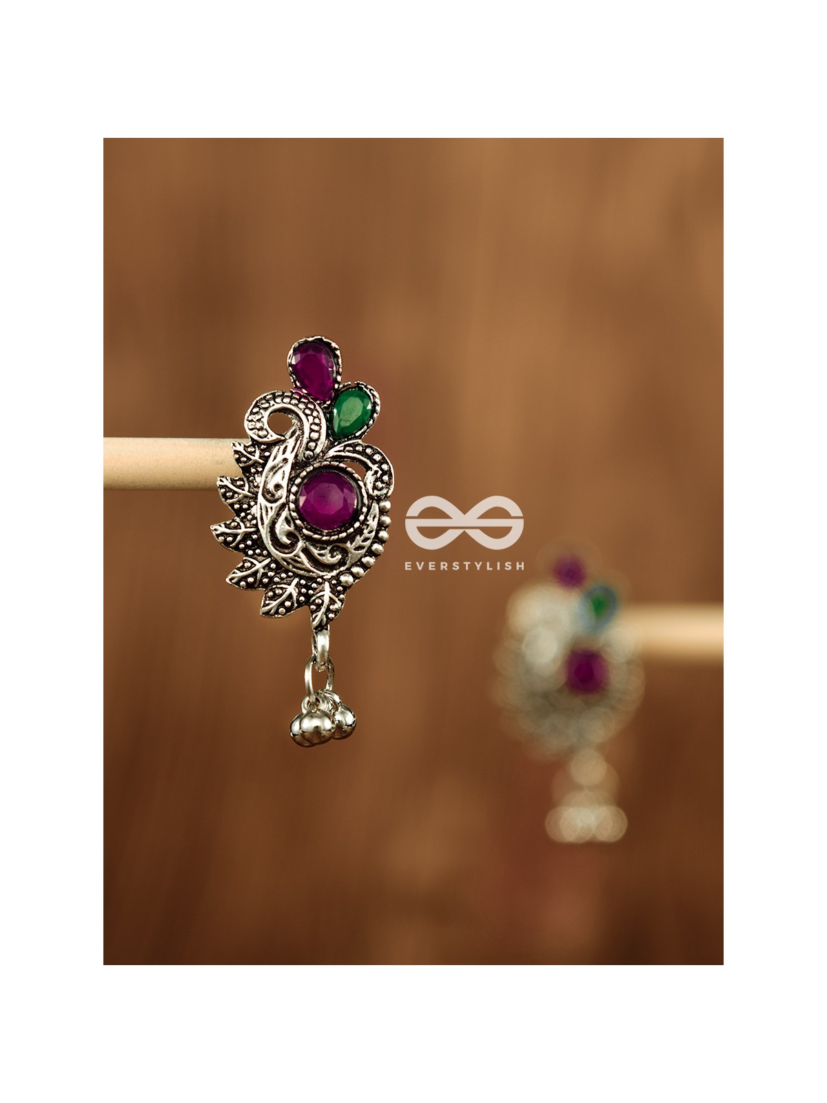The Shimmery Motif Studs (Multicoloured) - Embellished Oxidised Collection