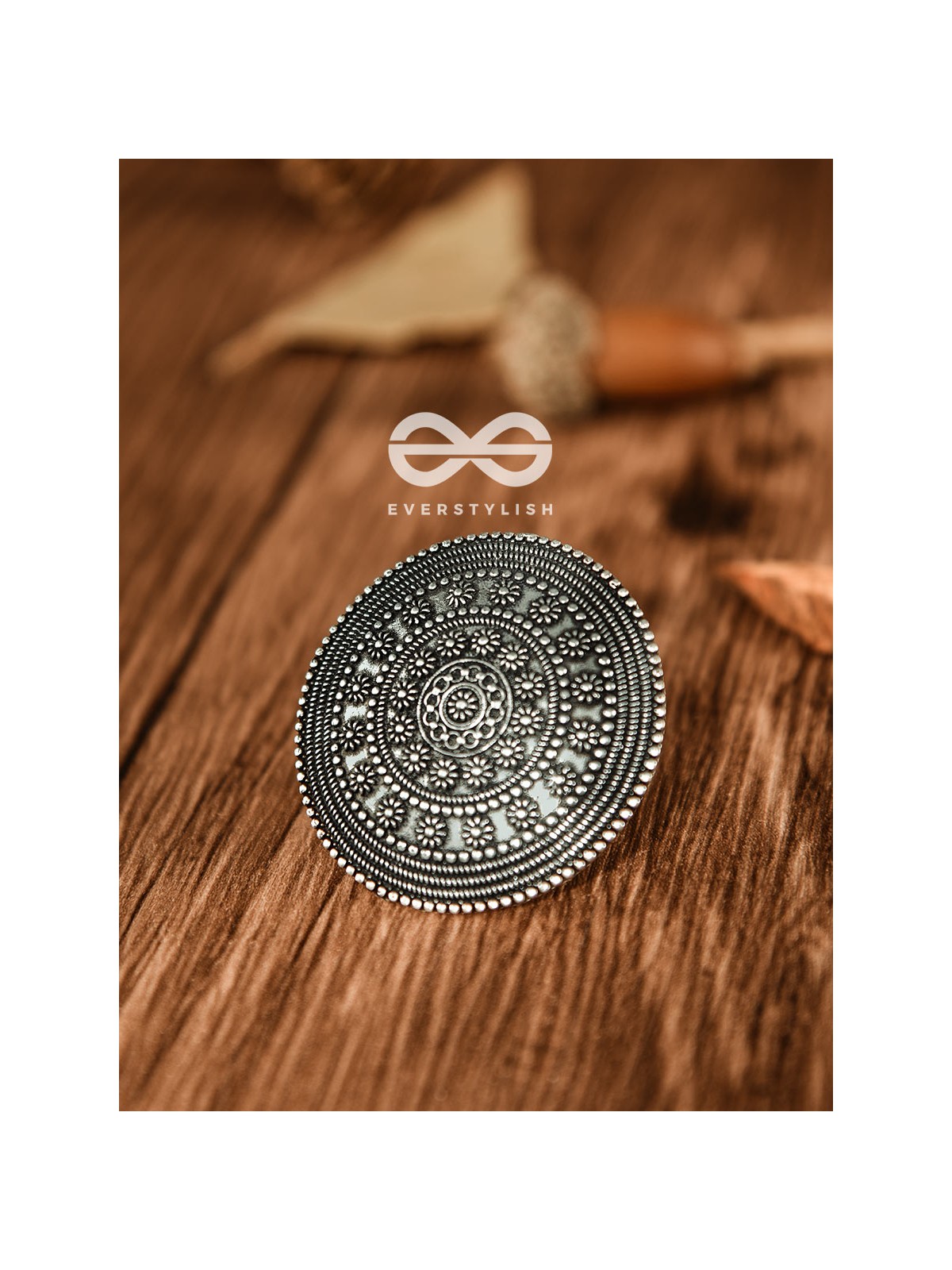 The Shield Of Flowers - Oxidised Boho Ring