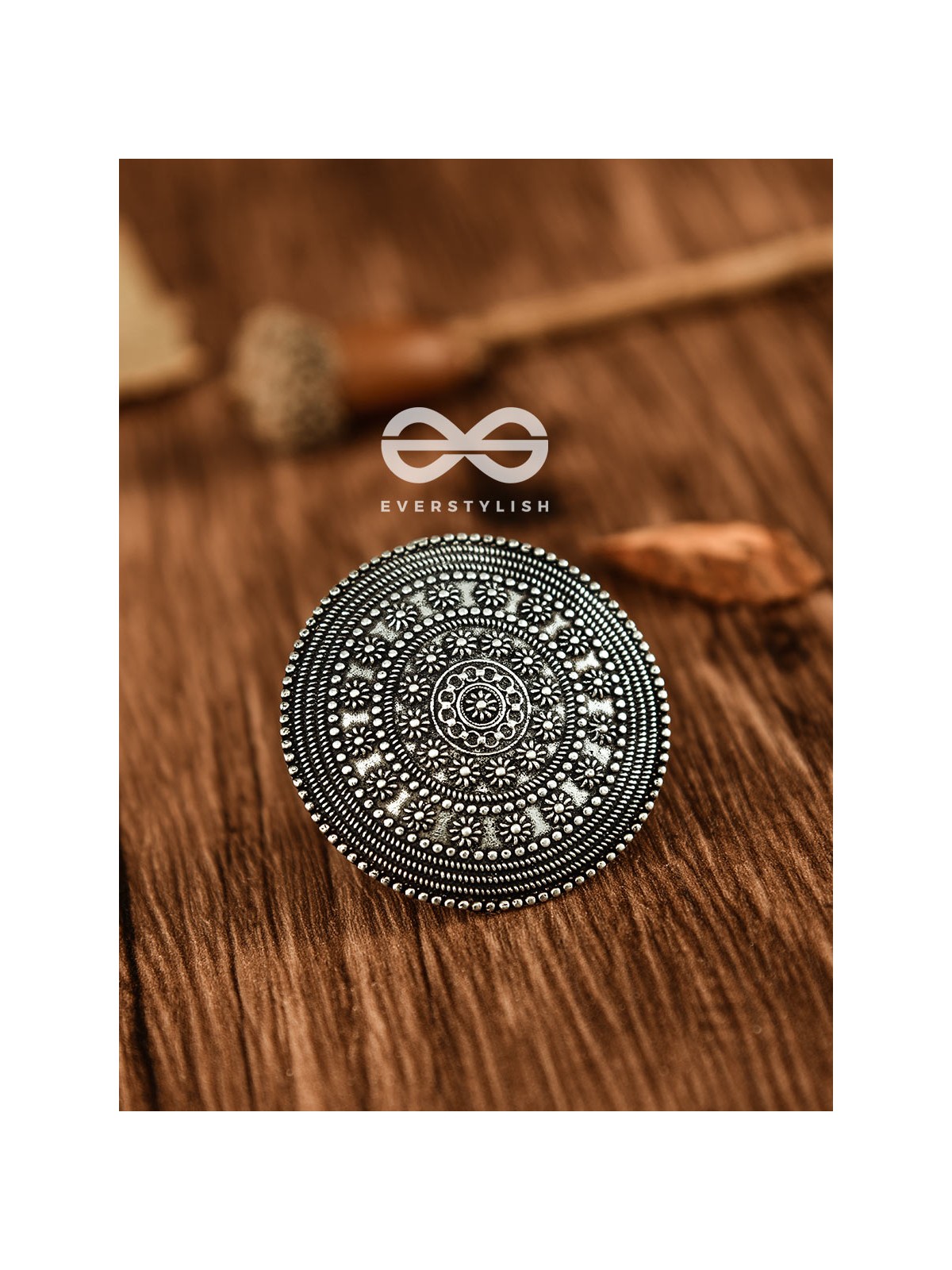 The Shield Of Flowers - Oxidised Boho Ring