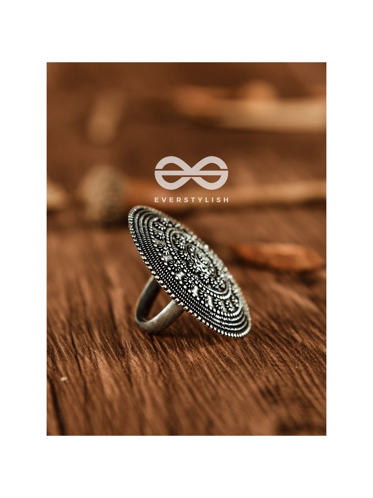 The Shield Of Flowers - Oxidised Boho Ring