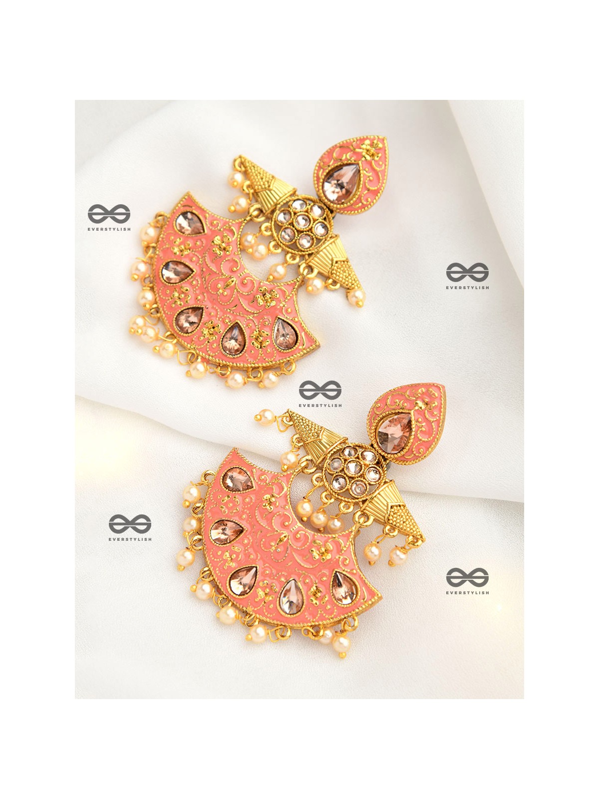 The Marvellous Meenakari Collection - Ira Earrings - Coral