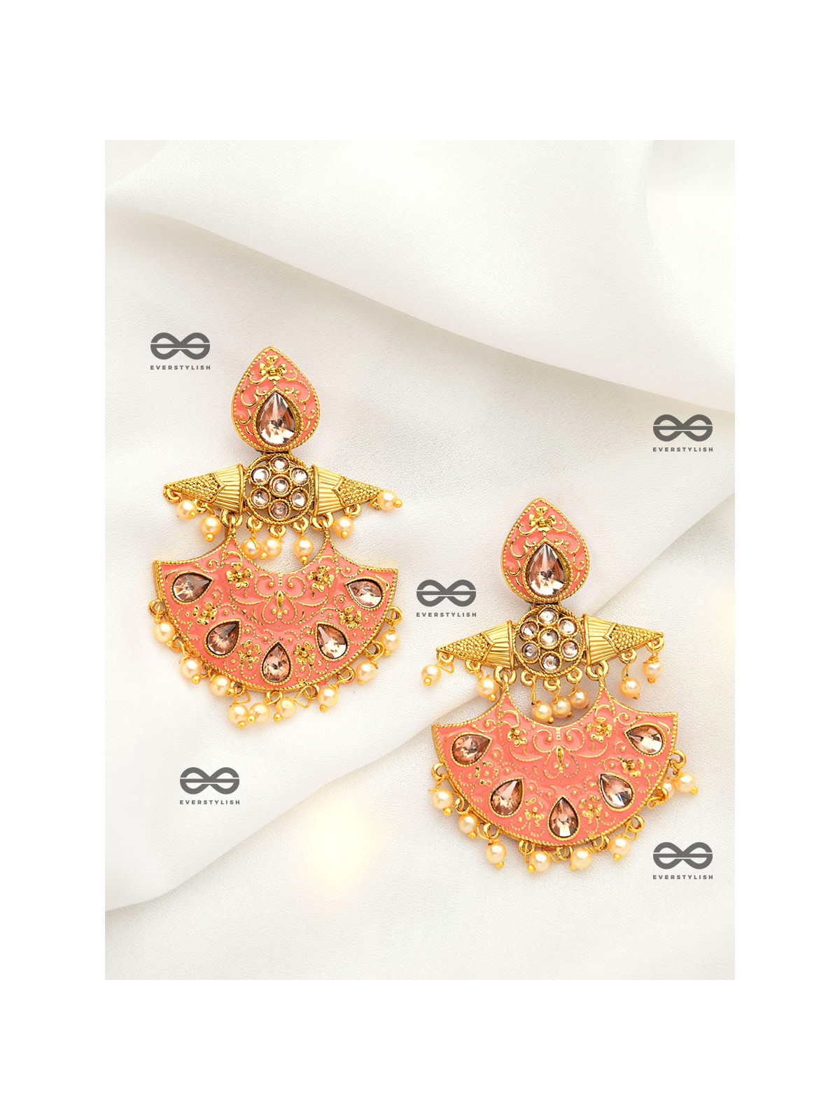 The Marvellous Meenakari Collection - Ira Earrings - Coral