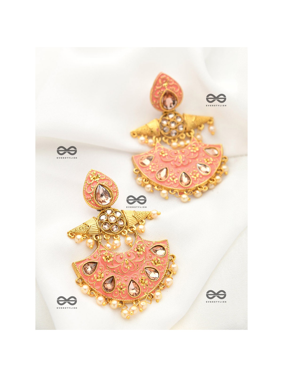 The Marvellous Meenakari Collection - Ira Earrings - Coral