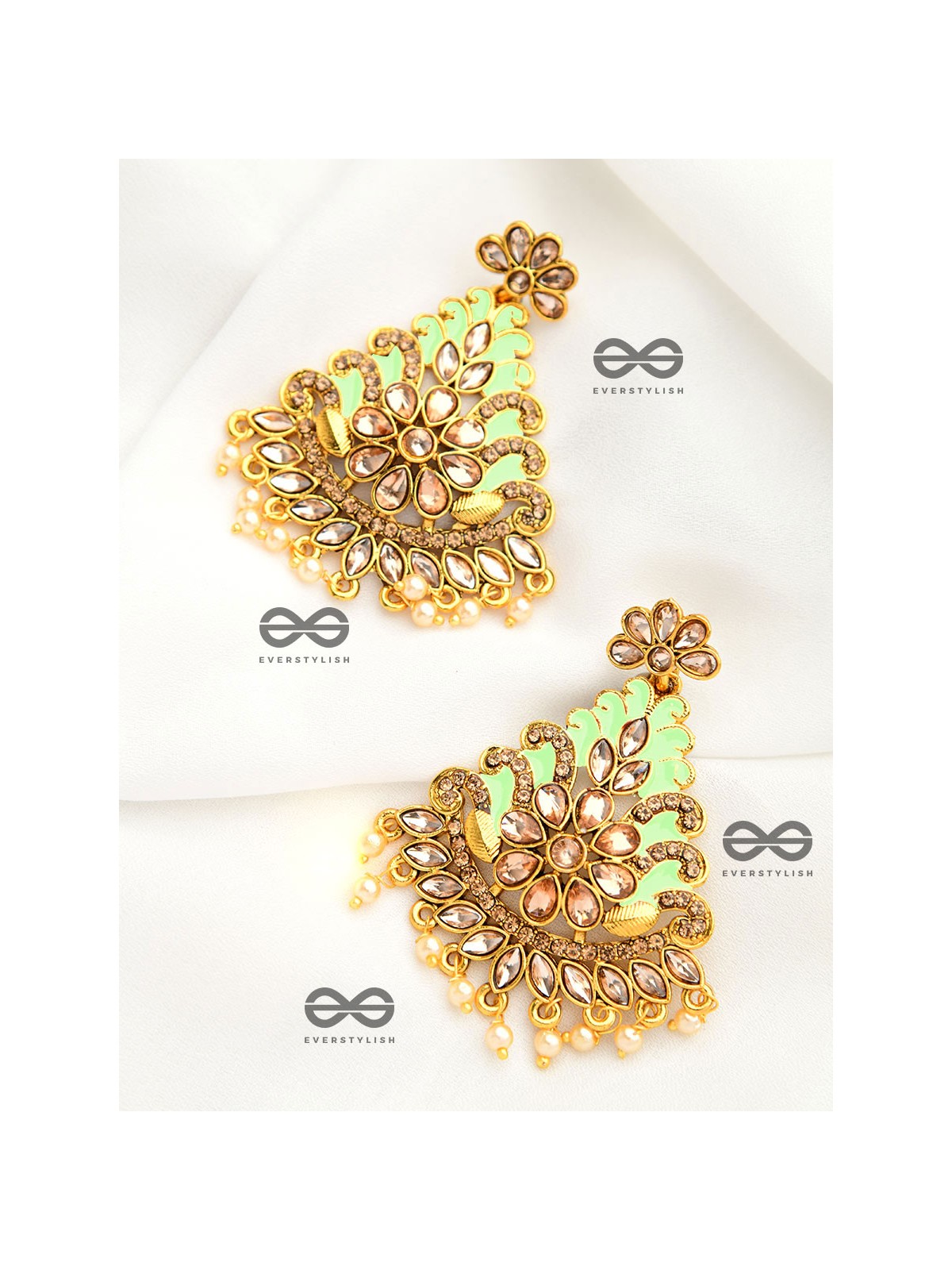 The Marvellous Meenakari Collection - Inaaya Earrings - Green