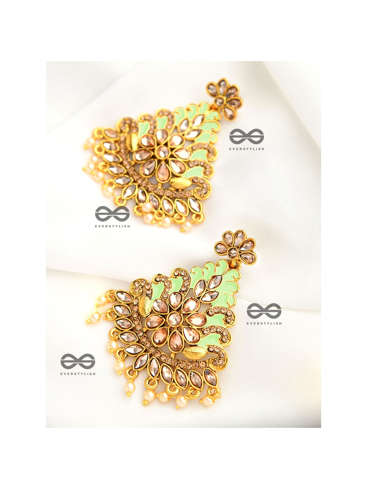 The Marvellous Meenakari Collection - Inaaya Earrings - Green