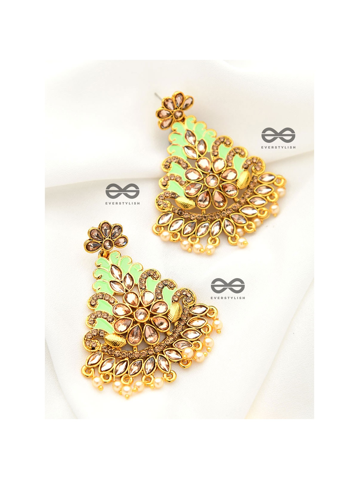 The Marvellous Meenakari Collection - Inaaya Earrings - Green