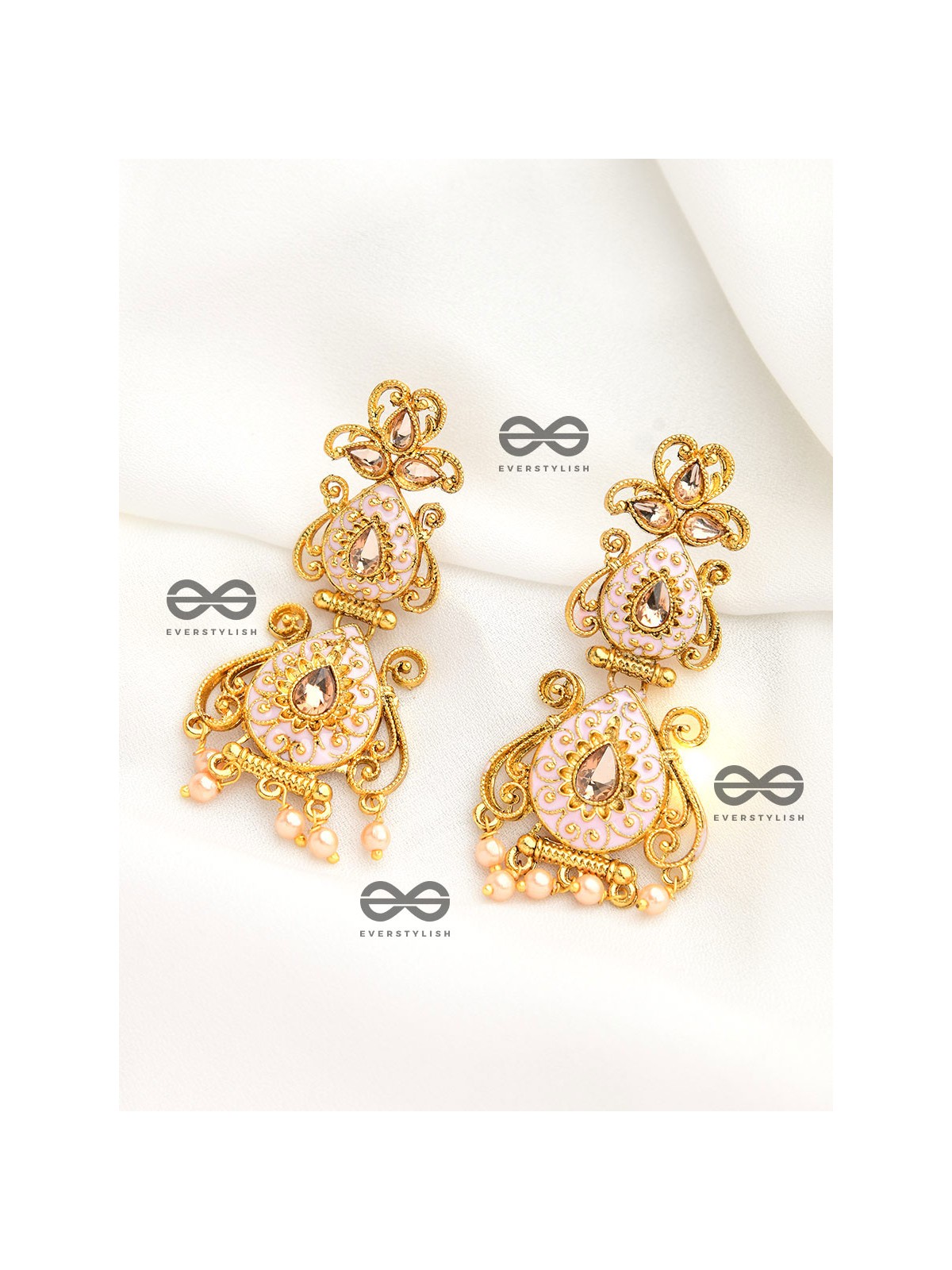 The Marvellous Meenakari Collection - Kiara Earrings - Pink