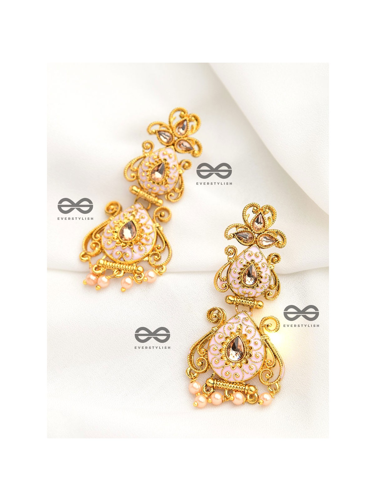 The Marvellous Meenakari Collection - Kiara Earrings - Pink