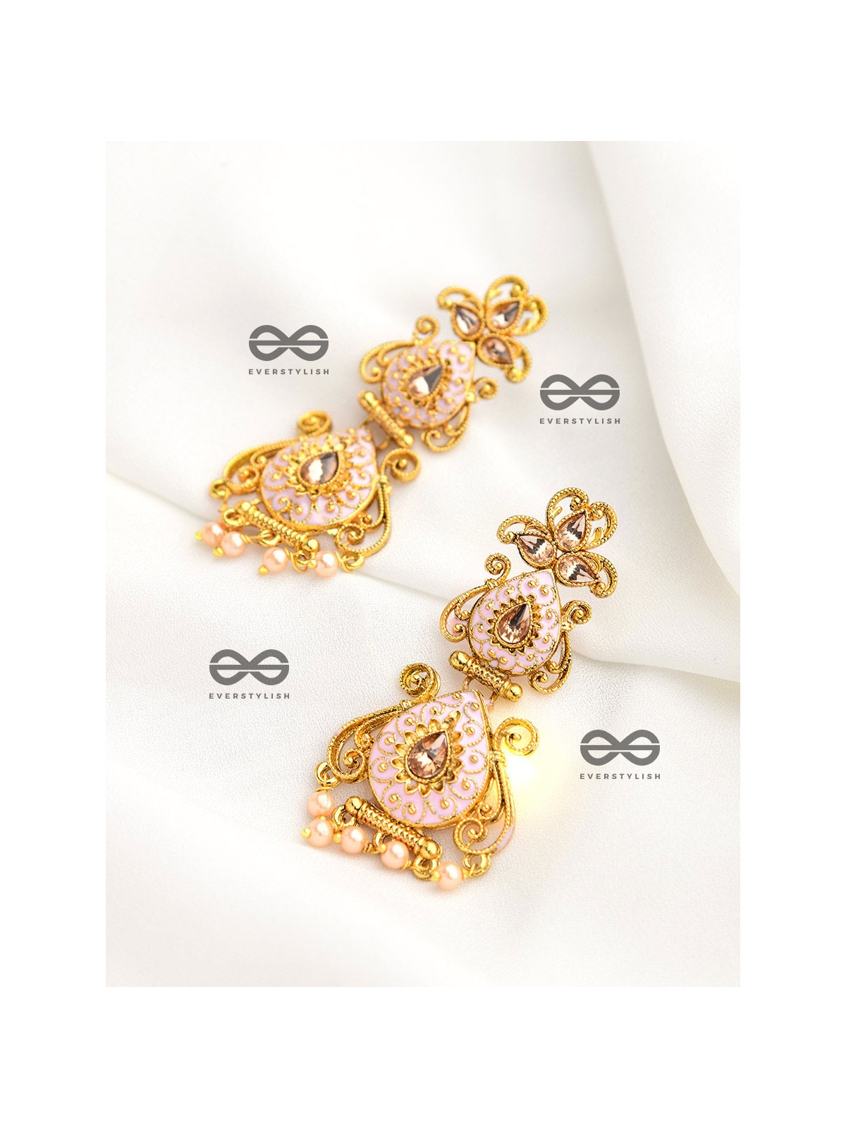 The Marvellous Meenakari Collection - Kiara Earrings - Pink