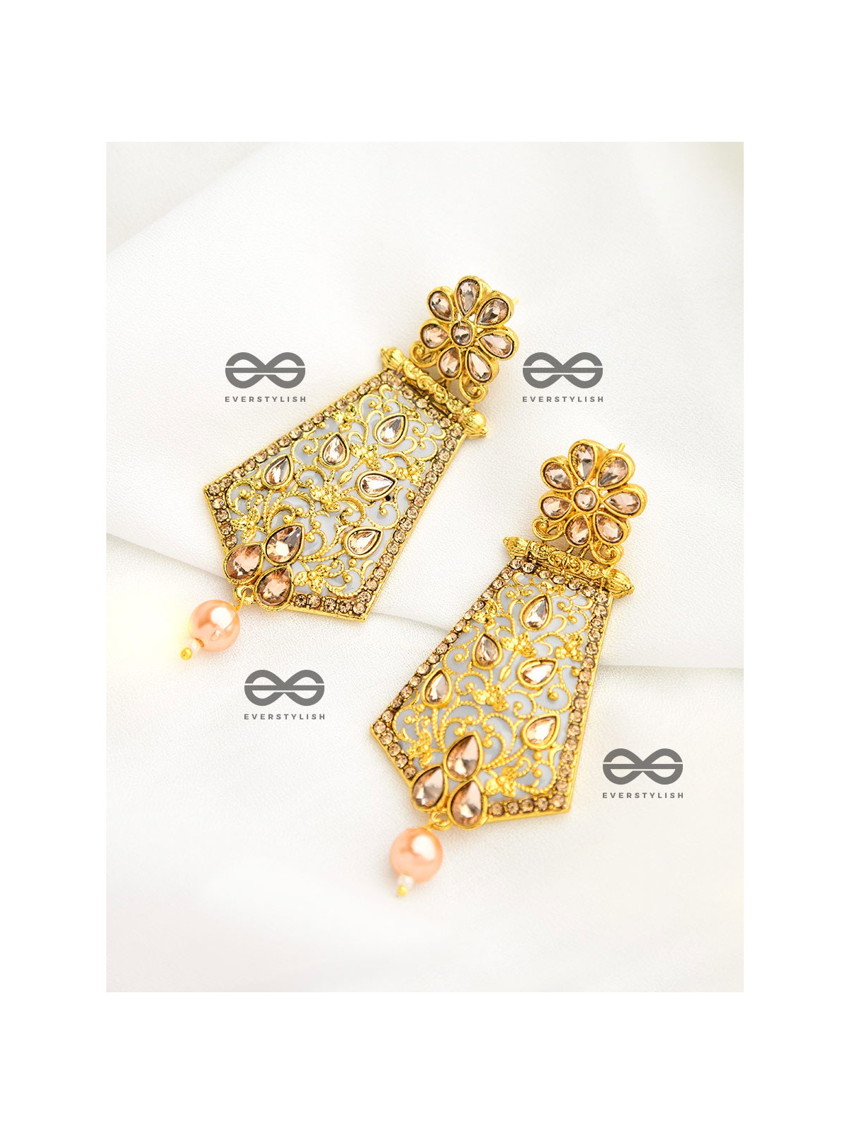 The Marvellous Meenakari Collection - Arya Earrings - Misty Grey