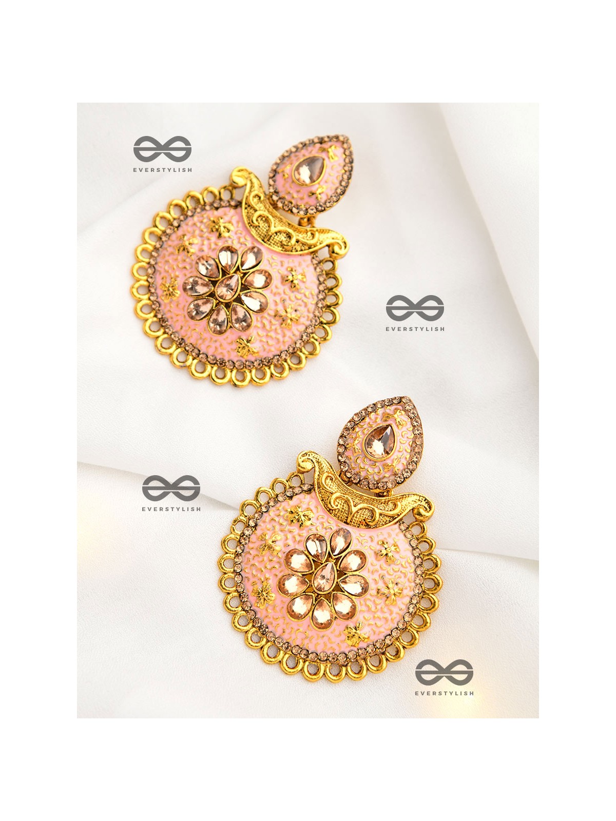 The Marvellous Meenakari Collection - Misha Earrings - Pink