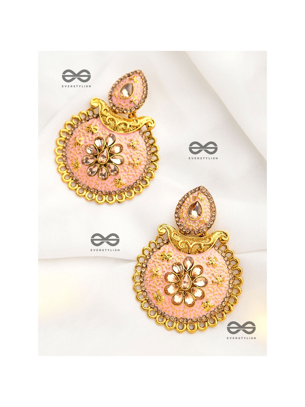 The Marvellous Meenakari Collection - Misha Earrings - Pink