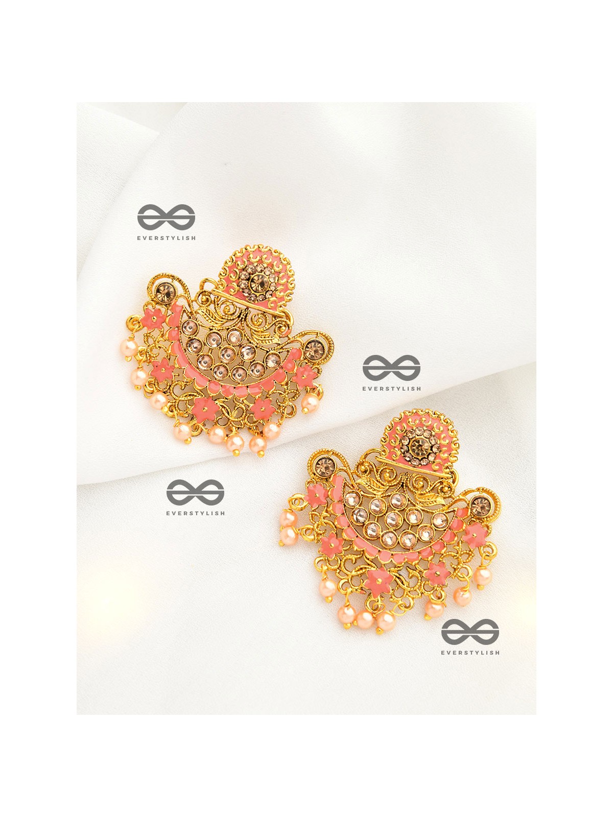 The Marvellous Meenakari Collection - Avani Earrings - Coral