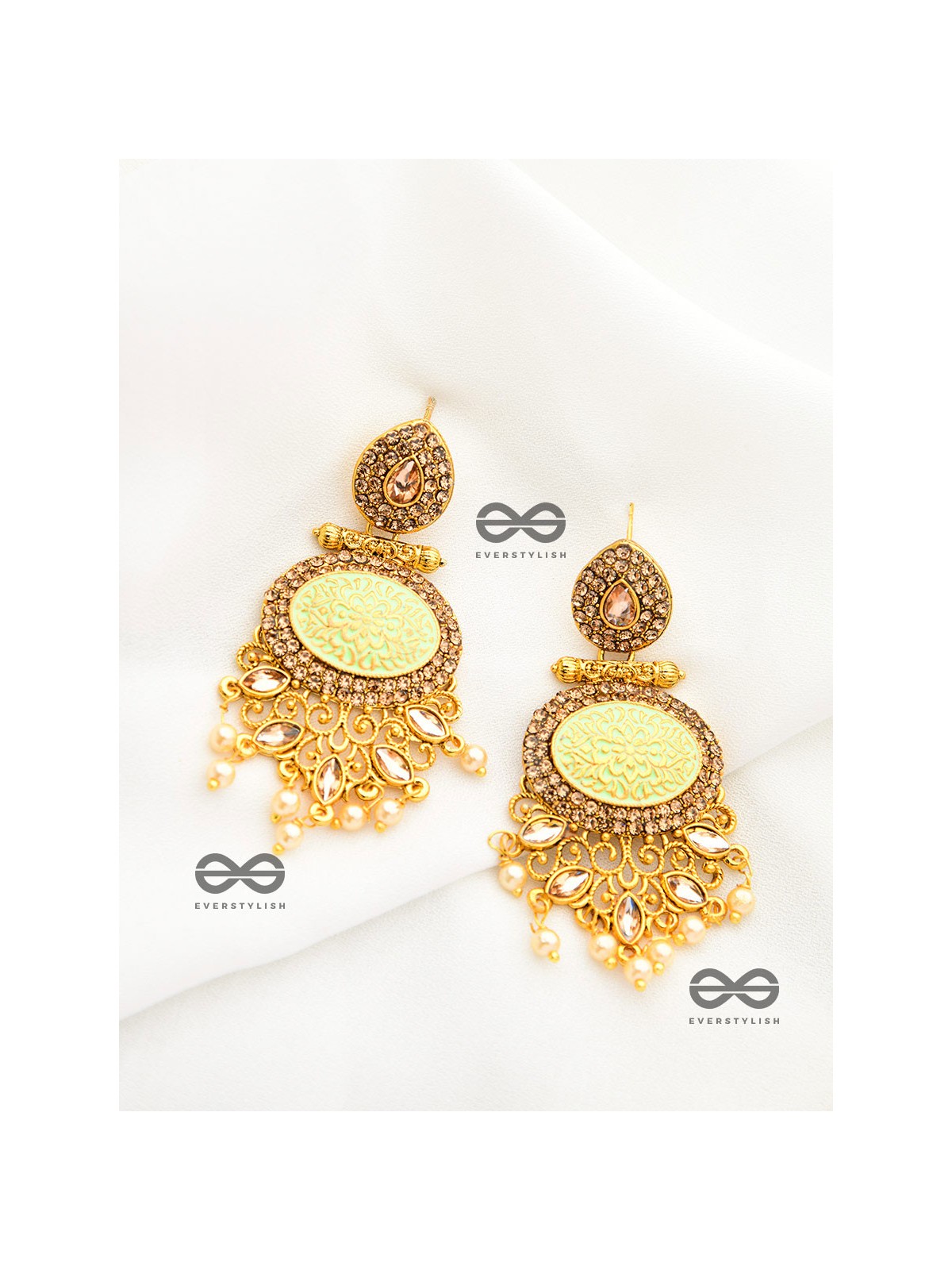 The Marvellous Meenakari Collection - Riva Earrings - Green