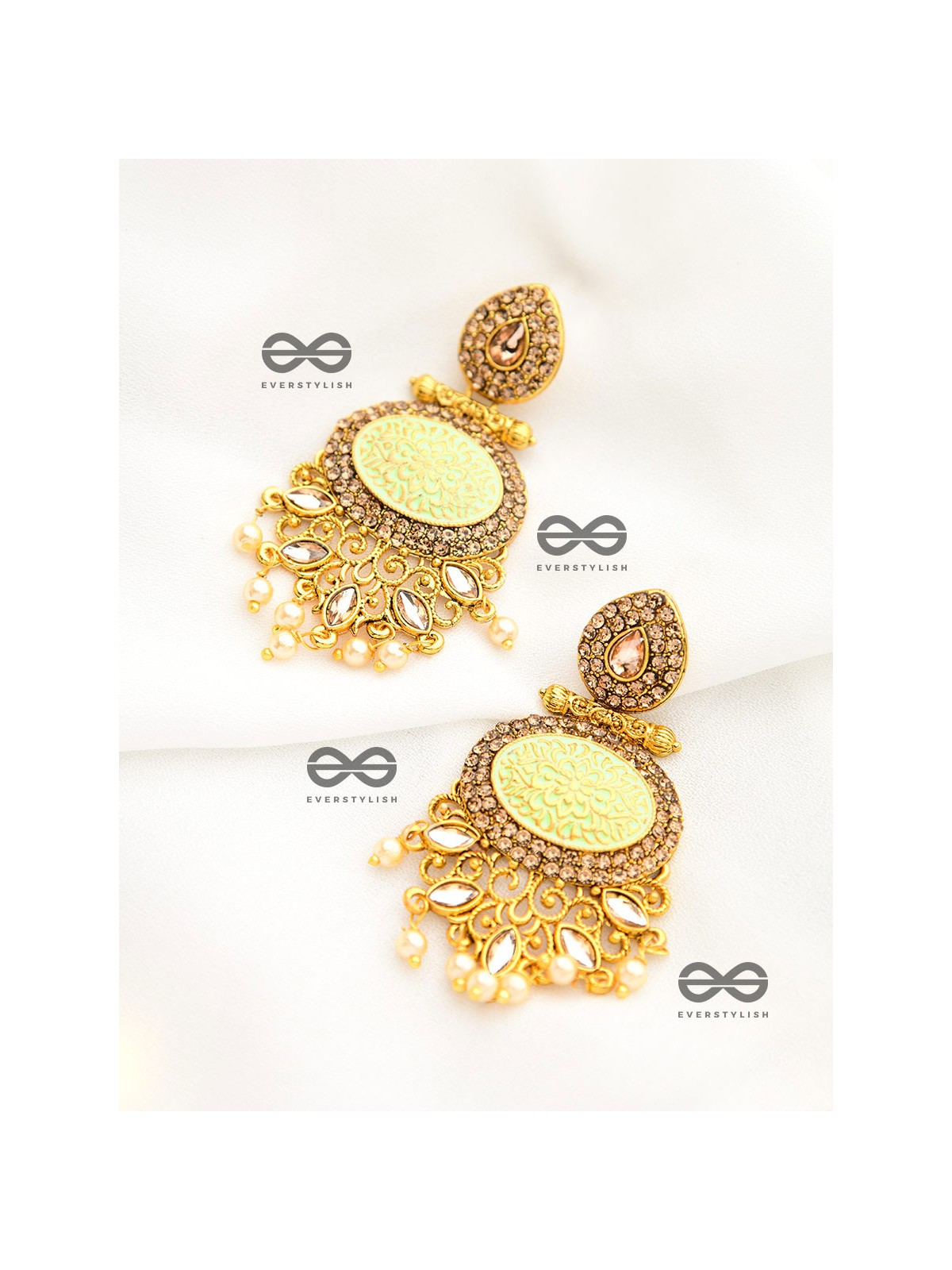 The Marvellous Meenakari Collection - Riva Earrings - Green
