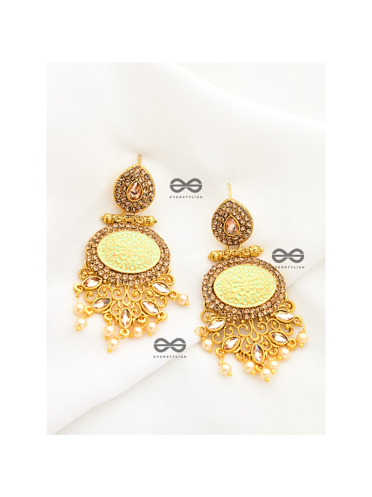 The Marvellous Meenakari Collection - Riva Earrings - Green