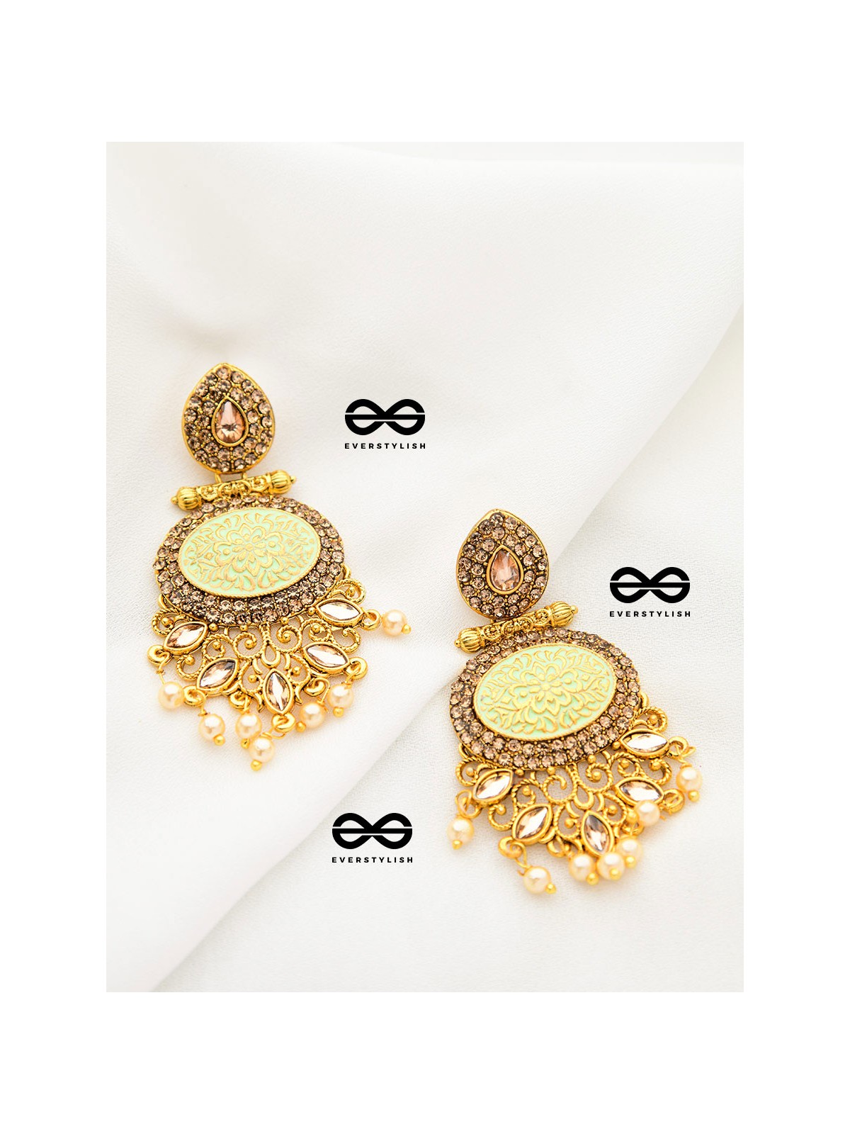 The Marvellous Meenakari Collection - Riva Earrings - Green