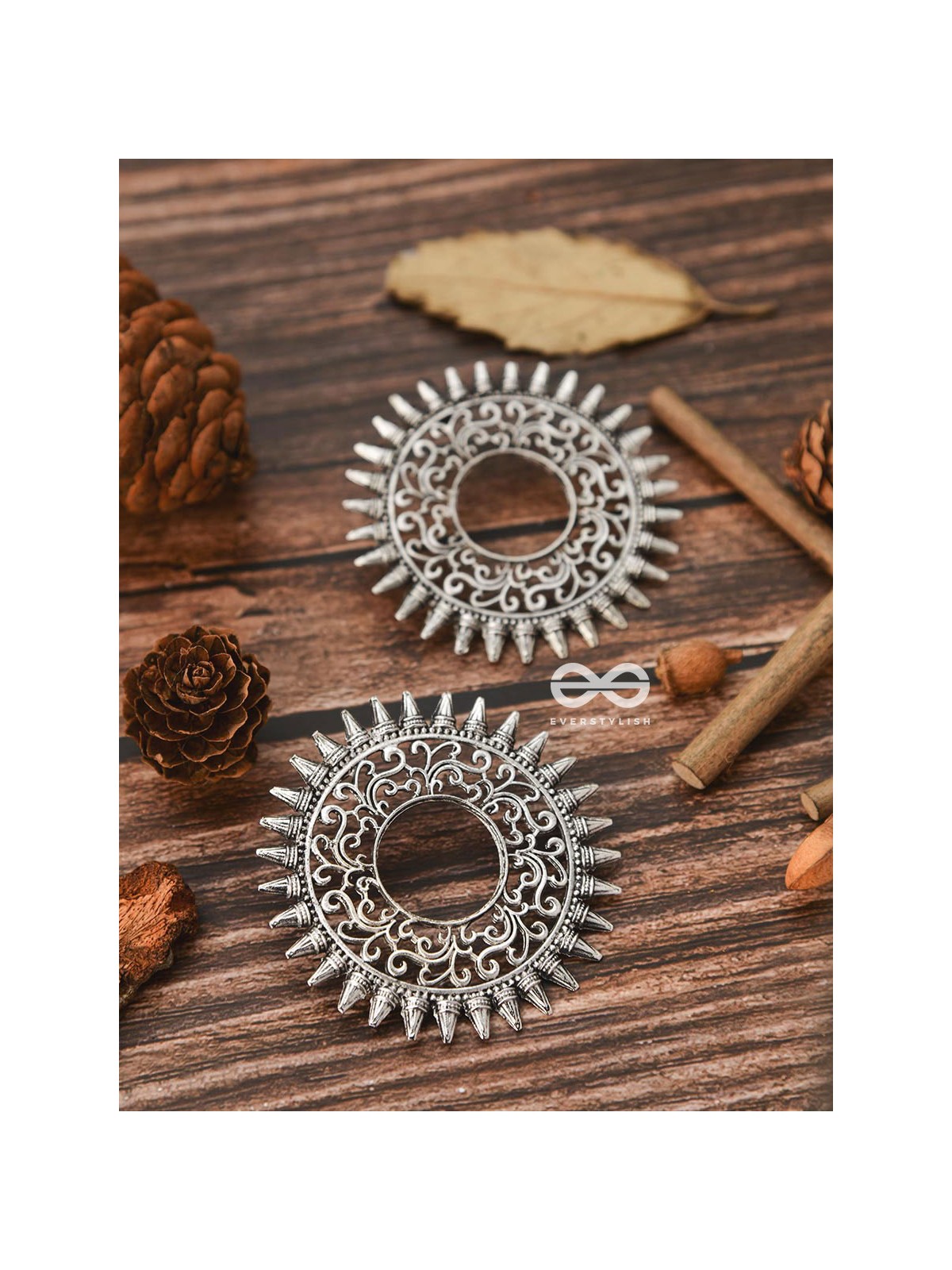 The Motif Sun Oxidised Boho Earrings
