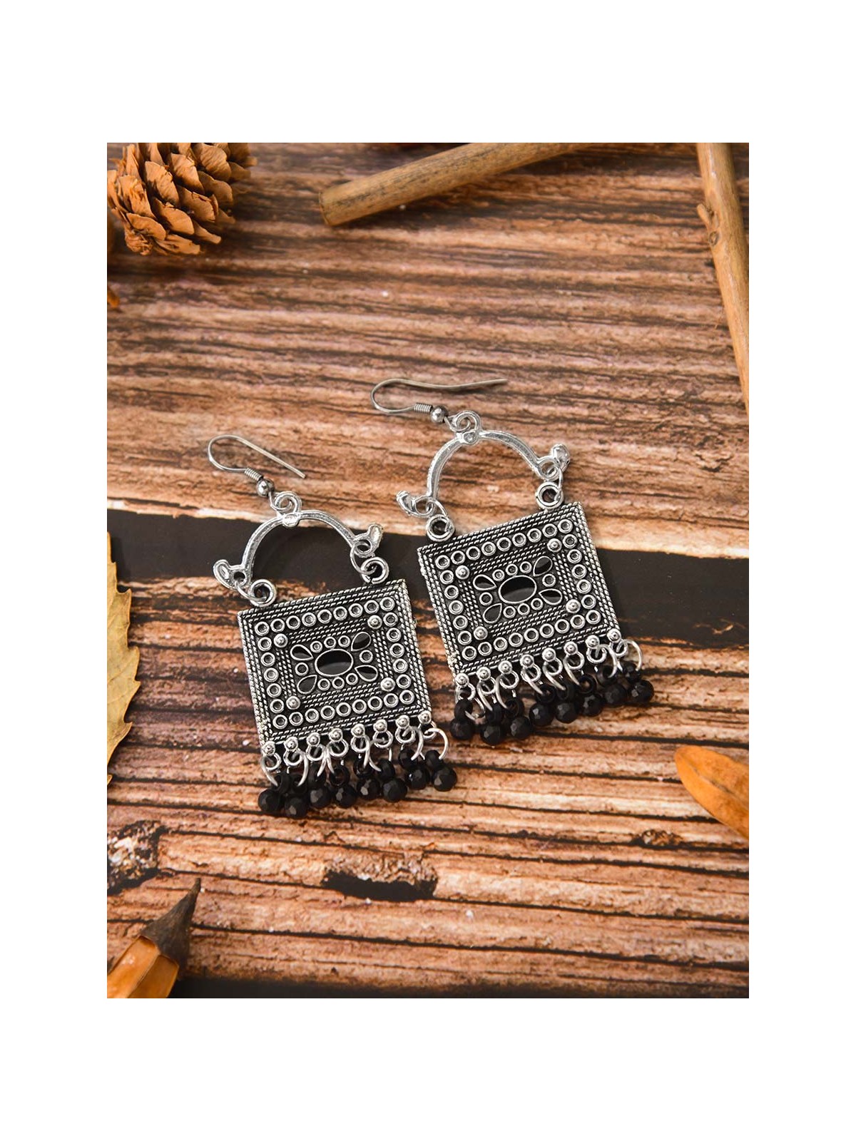 The Embellished Trunk - Oxidised Boho Earrings