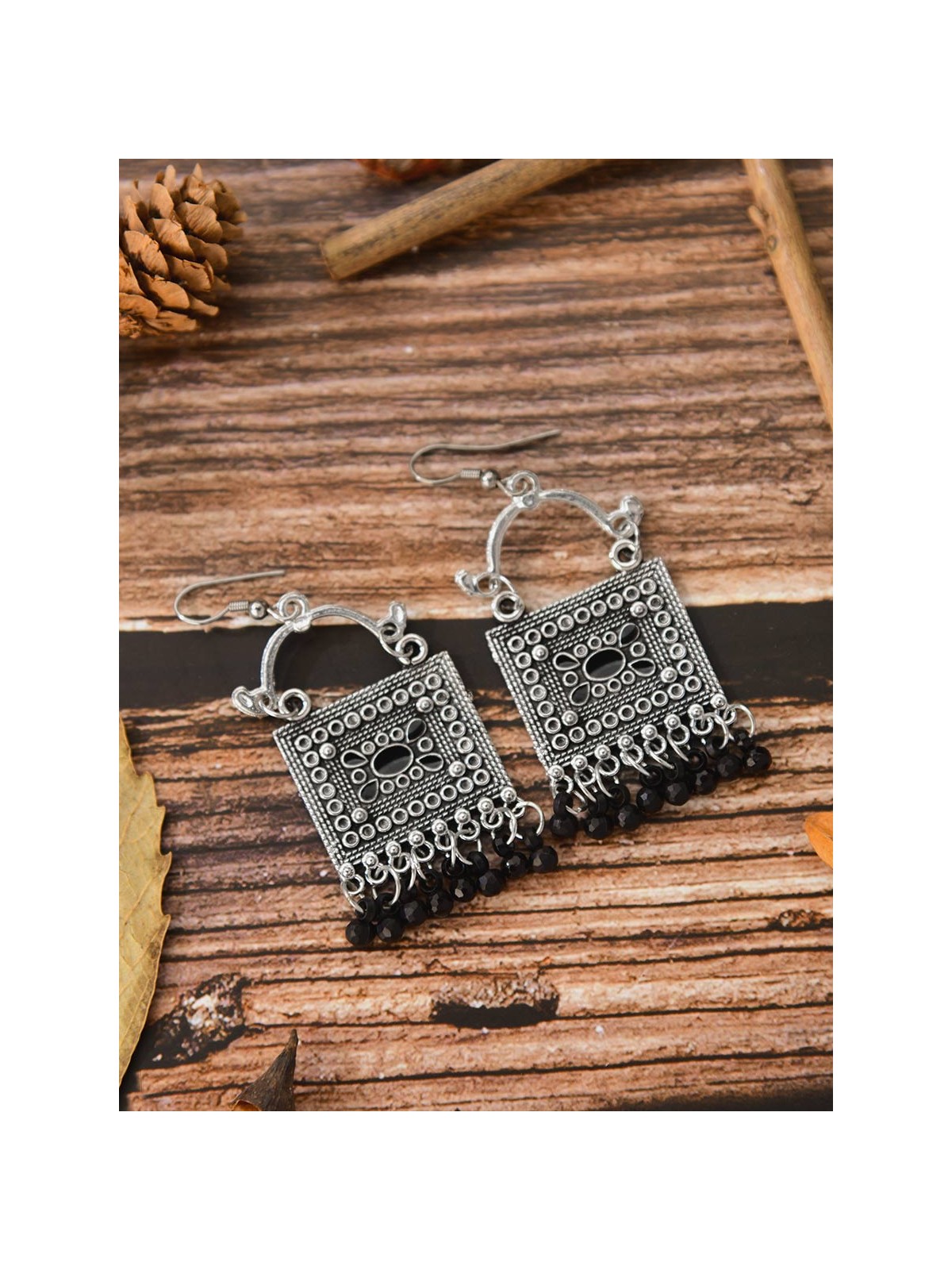 The Embellished Trunk - Oxidised Boho Earrings