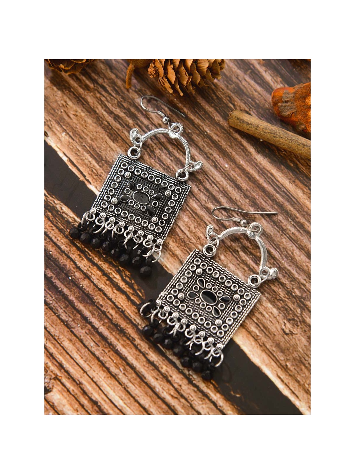The Embellished Trunk - Oxidised Boho Earrings