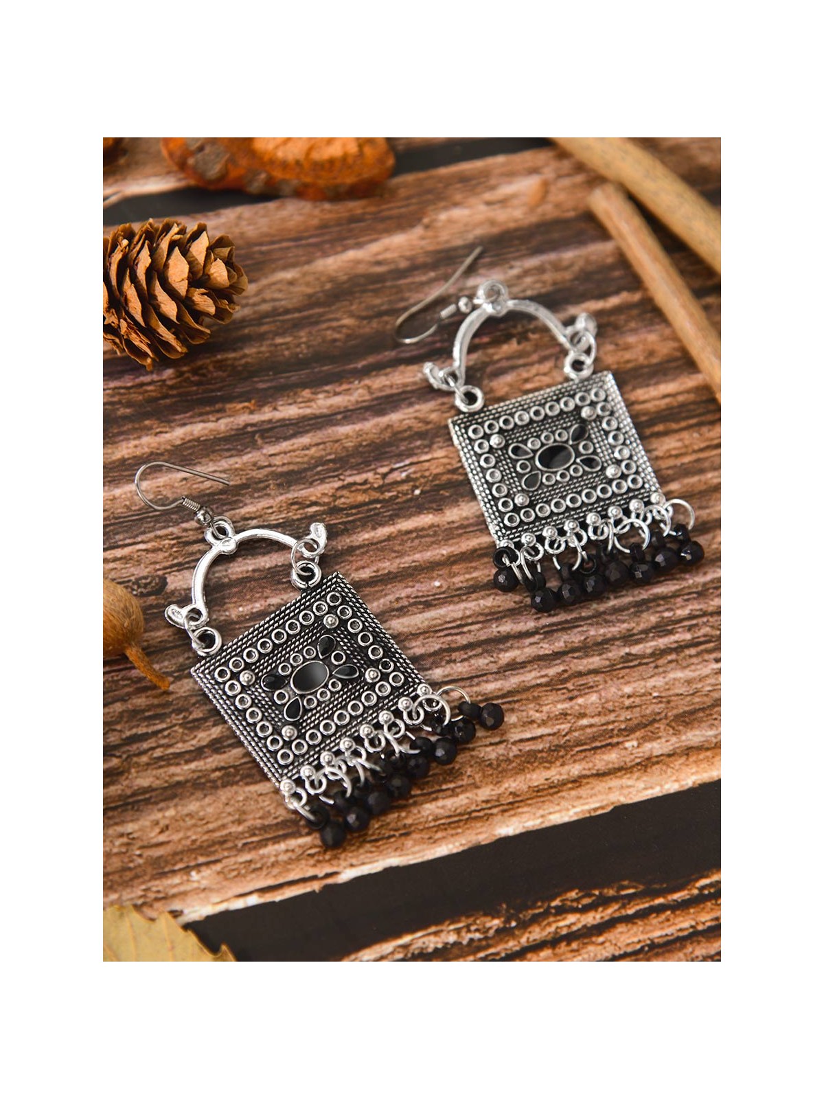The Embellished Trunk - Oxidised Boho Earrings