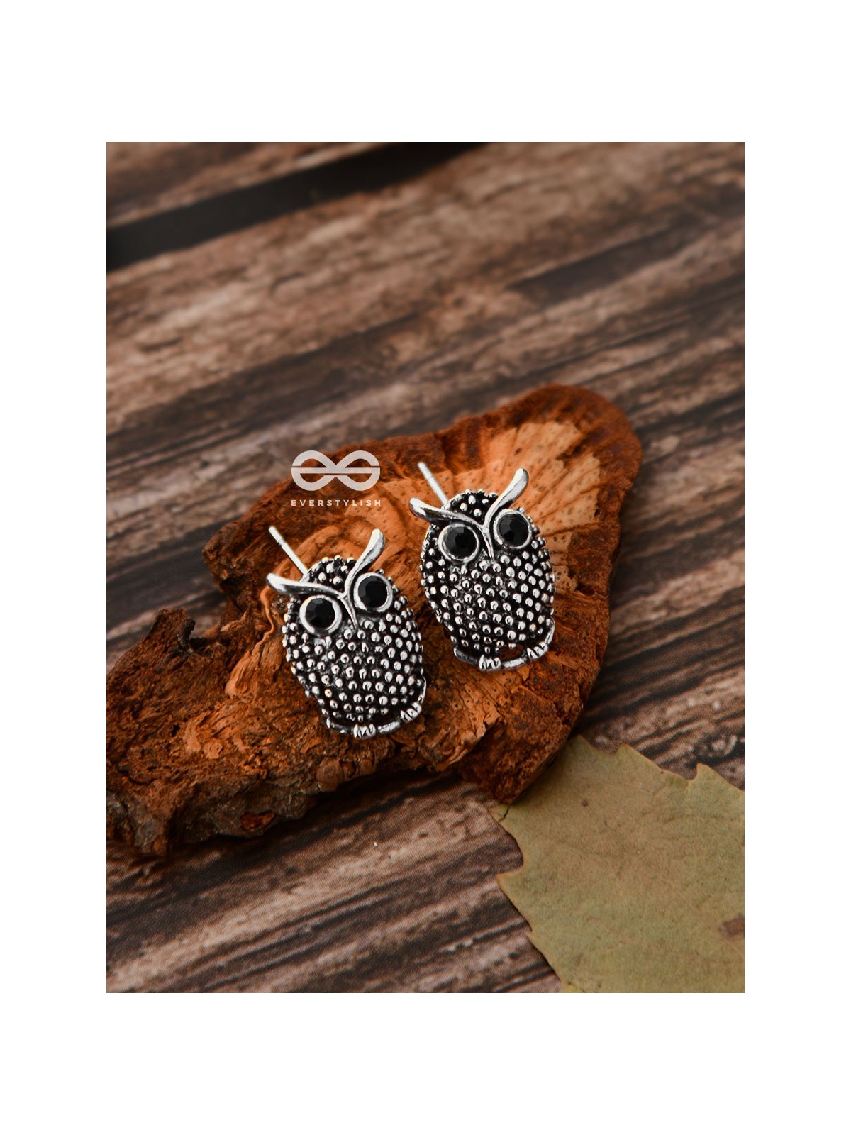 The Oxidised Owl Tiny Trinket Earrings - Silver