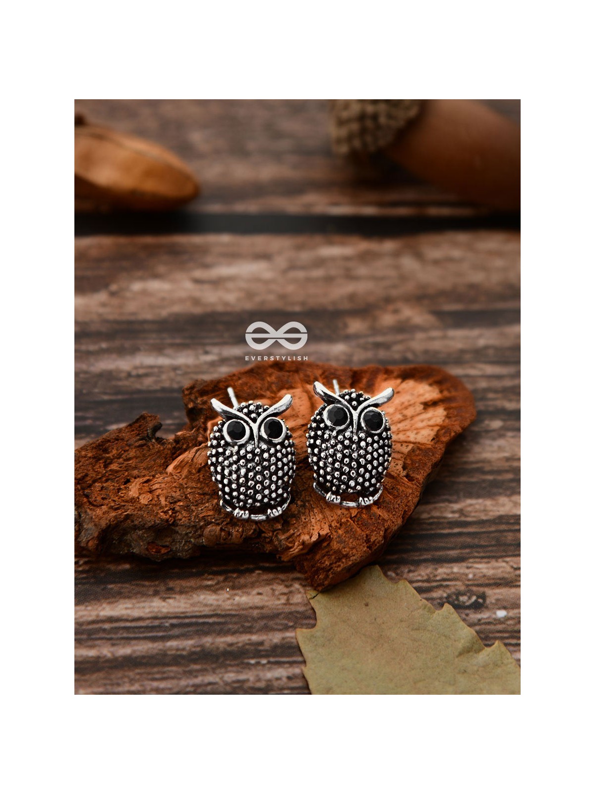 The Oxidised Owl Tiny Trinket Earrings - Silver