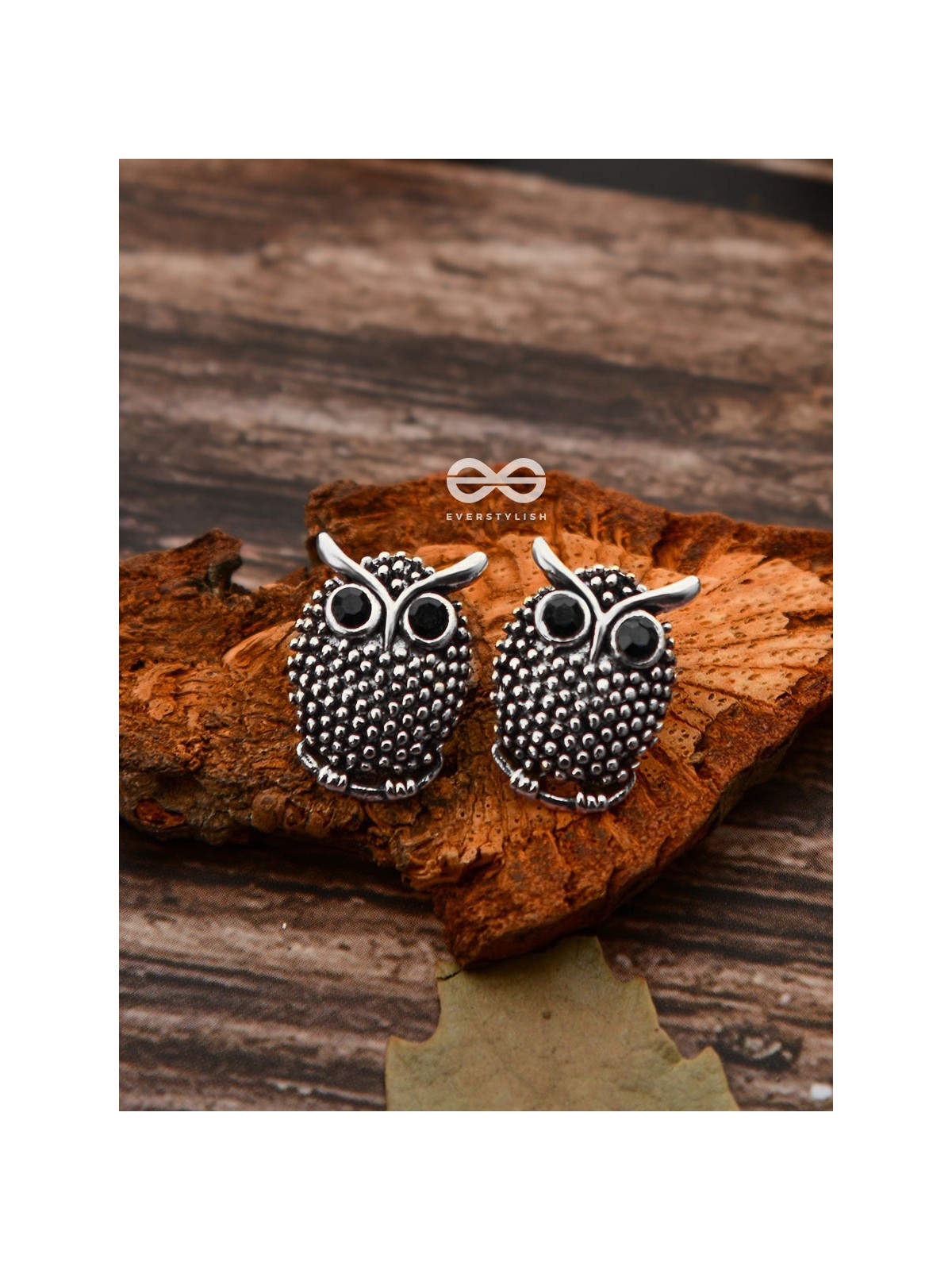 The Oxidised Owl Tiny Trinket Earrings - Silver