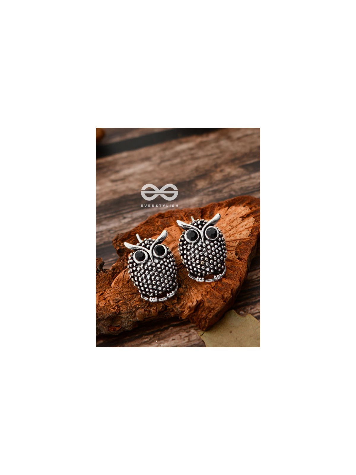 The Oxidised Owl Tiny Trinket Earrings - Silver