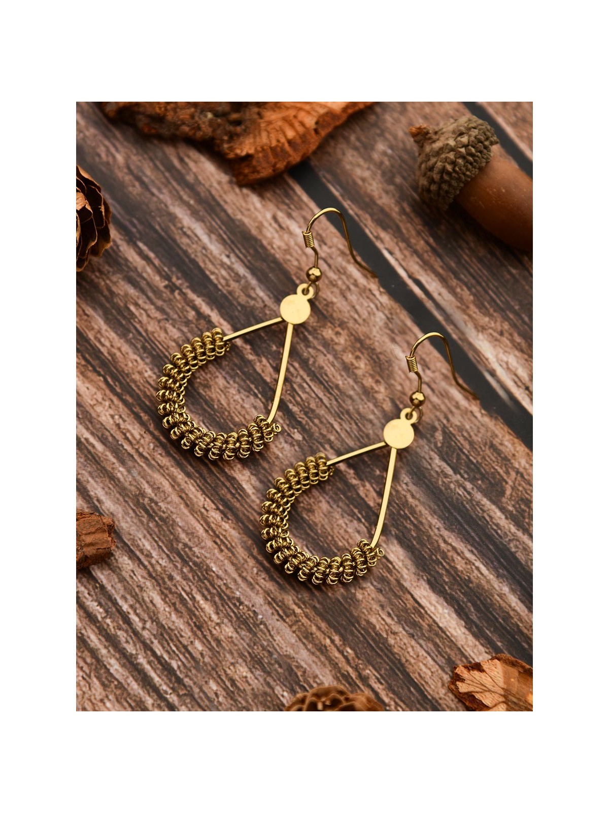 The Little Mesh Droplet - Tiny Trinket Earrings - Oxidised Gold