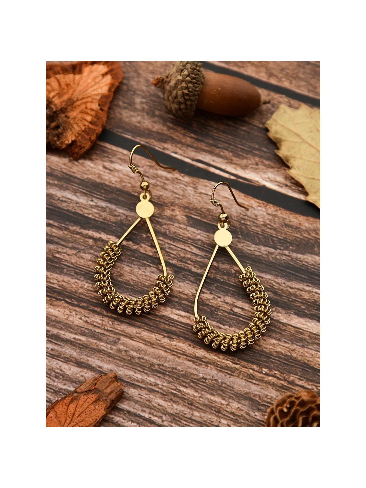 The Little Mesh Droplet - Tiny Trinket Earrings - Oxidised Gold