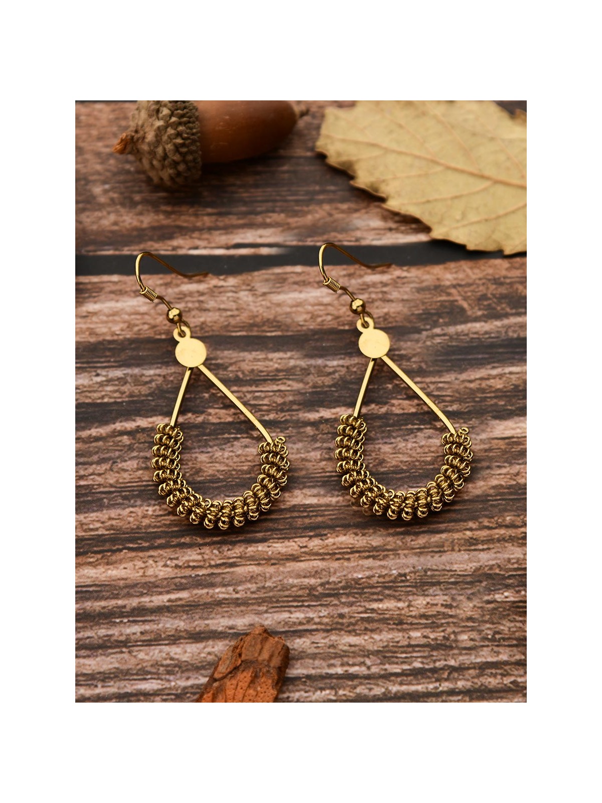 The Little Mesh Droplet - Tiny Trinket Earrings - Oxidised Gold