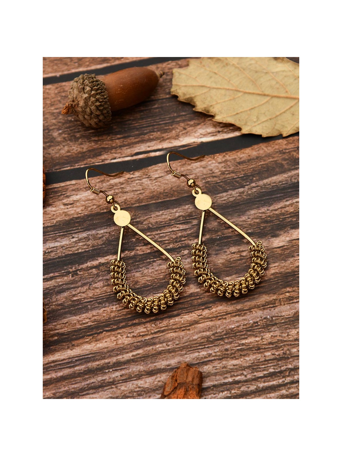 The Little Mesh Droplet - Tiny Trinket Earrings - Oxidised Gold