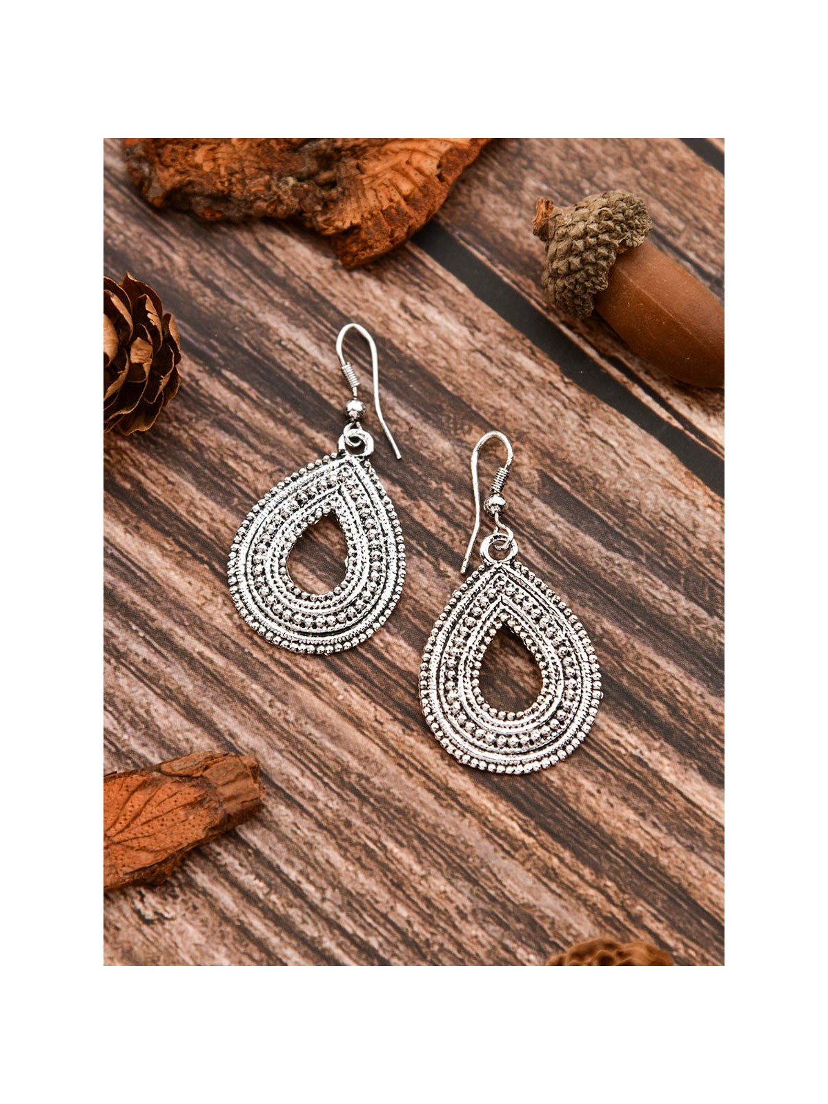 The Oxidised Droplet - Tiny Trinket Earrings - Silver
